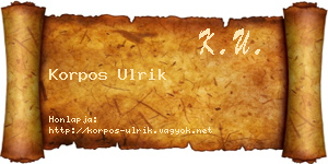 Korpos Ulrik névjegykártya
